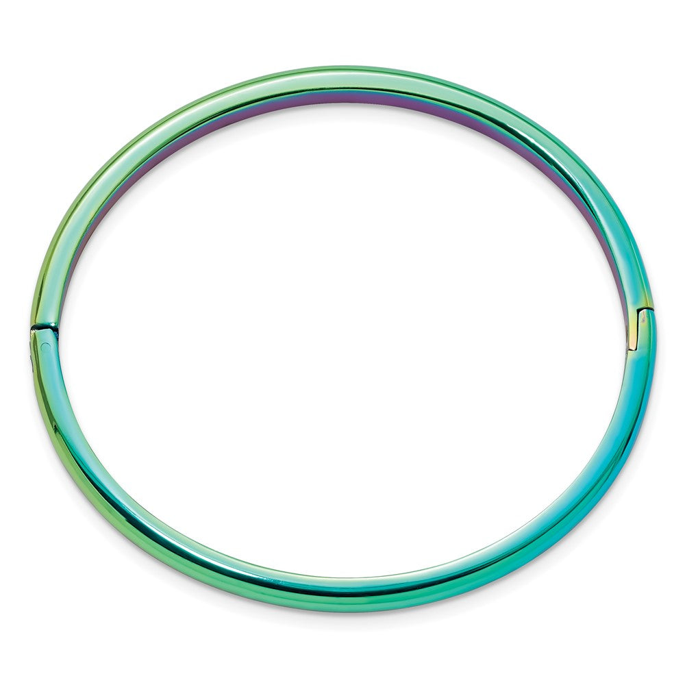 Chisel Stainless Steel Polished Rainbow IP-plated 4mm Hinged Bangle SRB2932