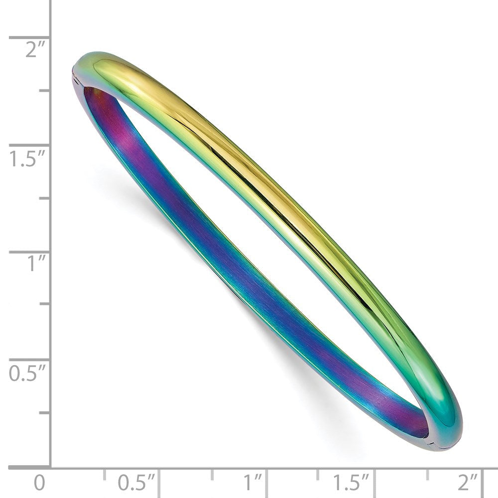 Chisel Stainless Steel Polished Rainbow IP-plated 4mm Hinged Bangle SRB2932