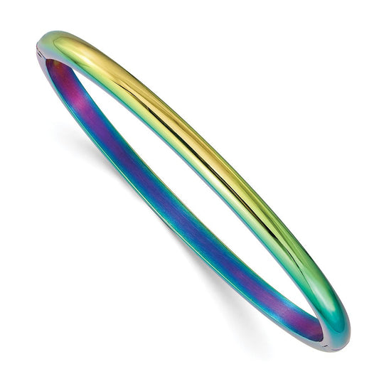 Chisel Stainless Steel Polished Rainbow IP-plated 4mm Hinged Bangle SRB2932