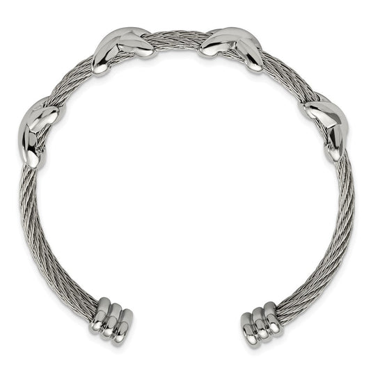 Chisel Stainless Steel Polished Cable X Design Cuff Bangle SRB2935