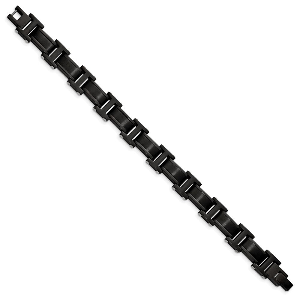 Chisel Stainless Steel Brushed and Polished Black IP-plated 8.25 inch Link Bracelet SRB2959-8.25