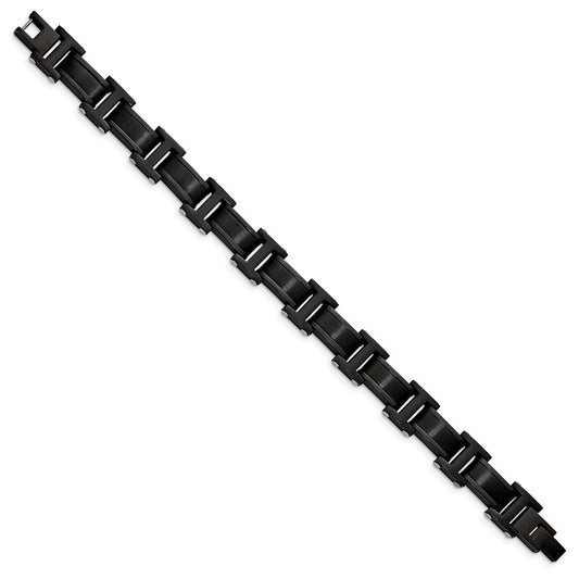 Chisel Stainless Steel Brushed and Polished Black IP-plated 8.25 inch Link Bracelet SRB2959-8.25