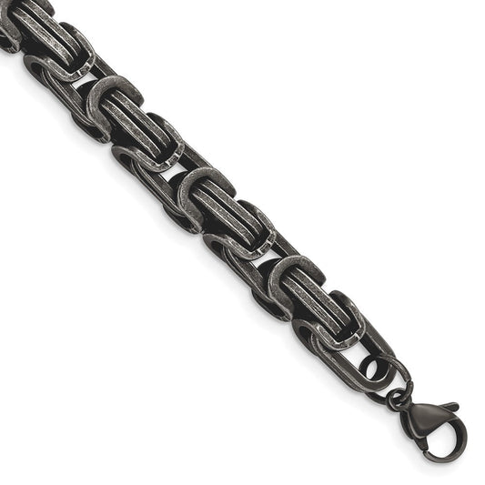 Chisel Stainless Steel Antiqued White Bronze Plated 8.5mm 8.5 inch Bracelet SRB2963-8.5