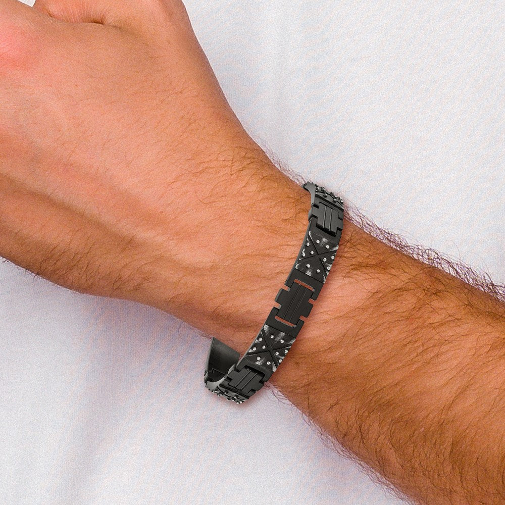 Chisel Stainless Steel Antiqued and Brushed Black IP-plated 9.25 inch Link Bracelet SRB3030-9.25
