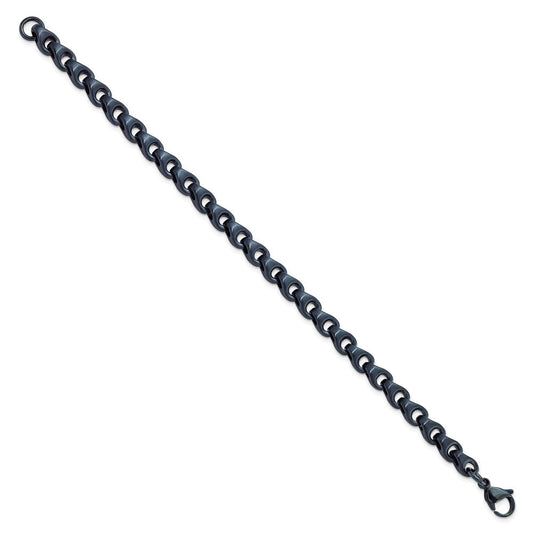 Chisel Stainless Steel Brushed Dark Grey/Blue IP-plated 5.75mm 8.5 inch Bracelet SRB3041-8.5