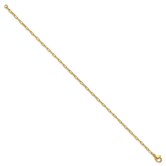 Chisel Stainless Steel Polished Yellow IP-plated Enlongated Open Paperclip Link 7.25 inch Chain Bracelet SRB3048-7.25