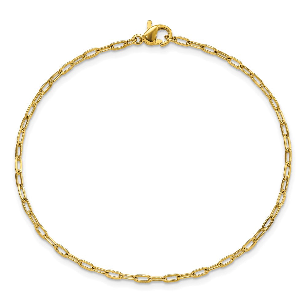 Chisel Stainless Steel Polished Yellow IP-plated Enlongated Open Paperclip Link 7.25 inch Chain Bracelet SRB3048-7.25