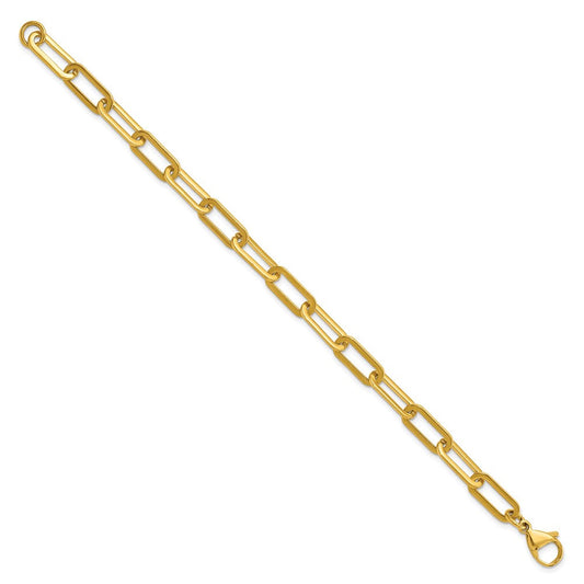 Chisel Stainless Steel Polished Yellow IP-plated Enlongated Open Link Paperclip 7.75 inch Chain Bracelet SRB3049-7.75