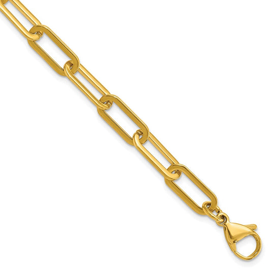 Chisel Stainless Steel Polished Yellow IP-plated Enlongated Open Link Paperclip 7.75 inch Chain Bracelet SRB3049-7.75