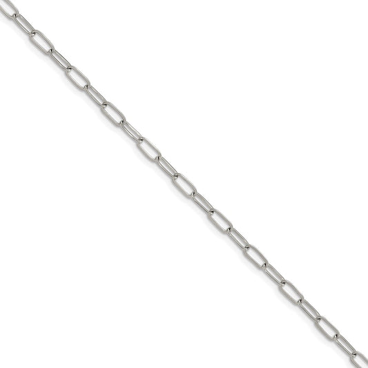 Chisel Stainless Steel Polished Elongated Open Link Paperclip 6.5 inch + 1.25 inch Bracelet SRB3051-6.5