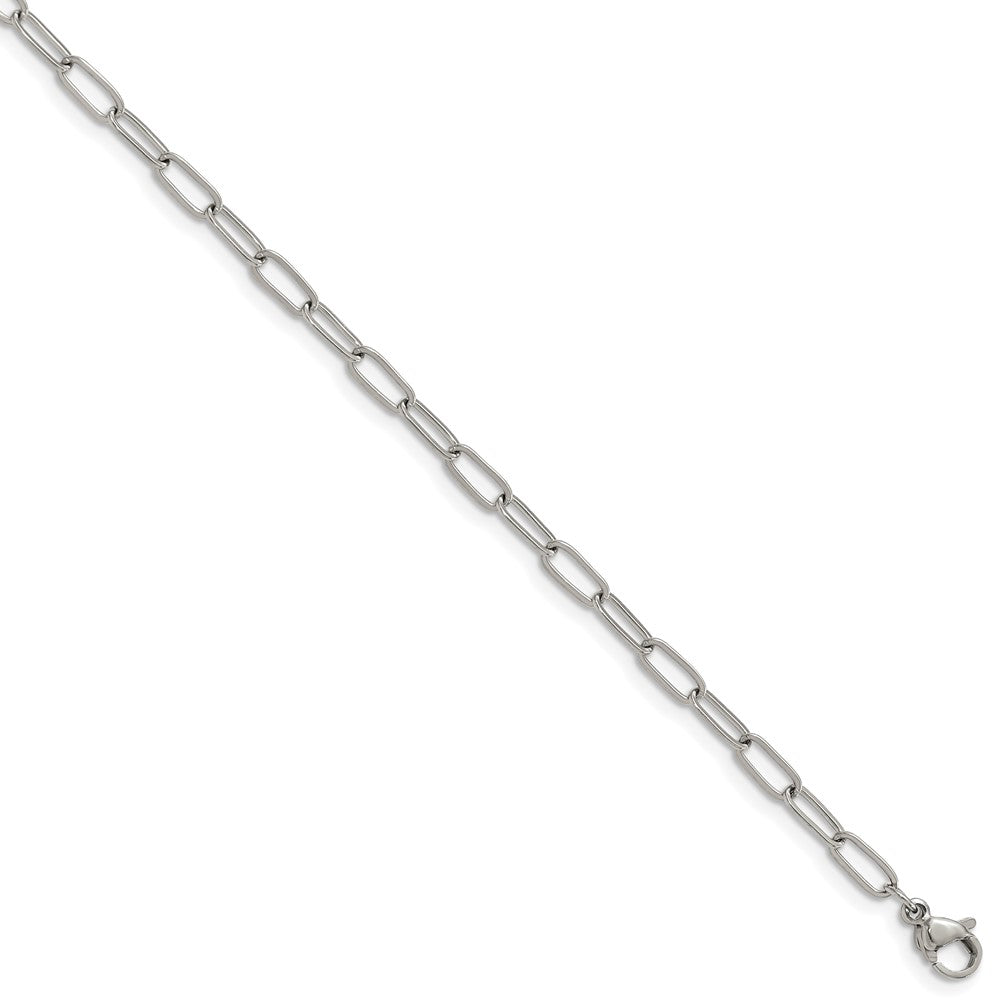 Chisel Stainless Steel Polished Elongated Open Link Paperclip 6.5 inch + 1.25 inch Bracelet SRB3051-6.5