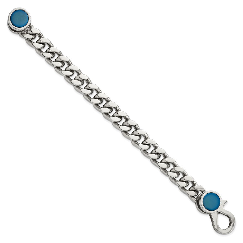 Chisel Stainless Steel Polished Blue IP-plated 8 inch Curb Link Bracelet SRB3073-8