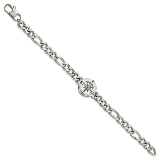 Chisel Stainless Steel Polished Compass 8.75 inch Bracelet SRB3075-8.75