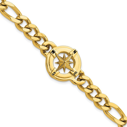 Chisel Stainless Steel Polished Yellow IP-plated Compass 8.75 inch Bracelet SRB3075Y-8.75