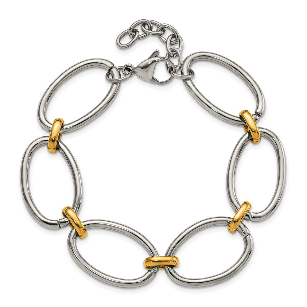 Chisel Stainless Steel Polished Yellow IP-plated Open Link 7.5 inch Bracelet with 1 inch Extension SRB3076-7.5