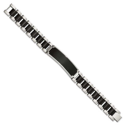 Chisel Stainless Steel Brushed and Polished Black IP-plated 8.5 inch ID Bracelet SRB3078-8.5