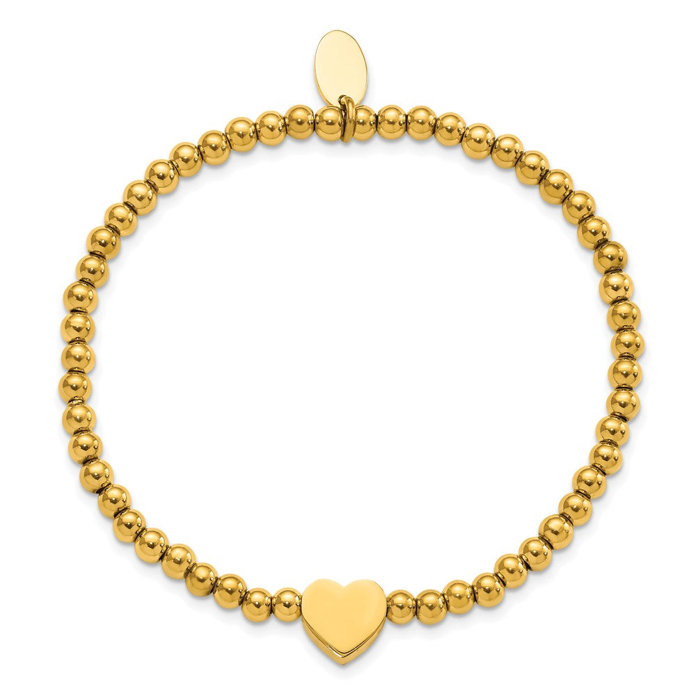 Chisle Stainless Steel Polished Yellow IP-plated Heart 4mm Stretch Bracelet SRB3140Y