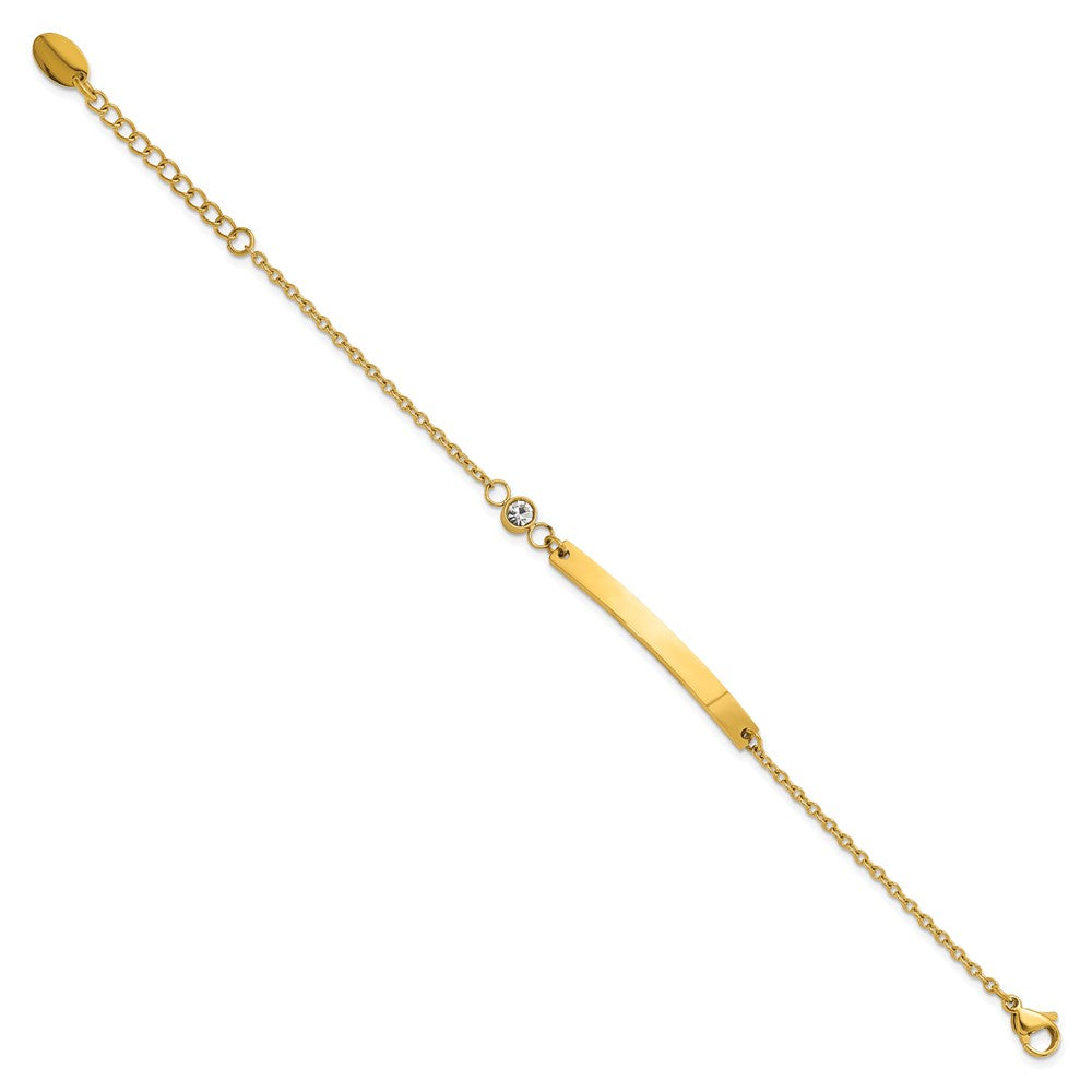 Chisel Stainless Steel Polished Yellow IP-plated with Crystal 6.75 inch ID Bracelet with 1 inch Extension SRB3145-6.75
