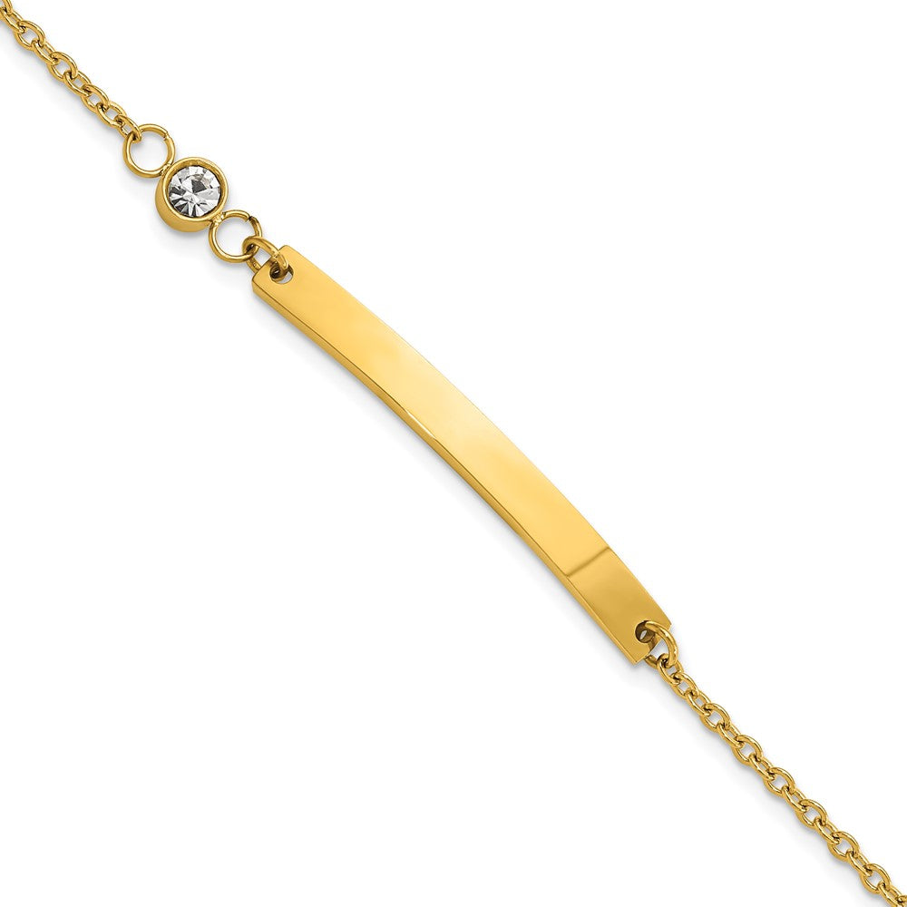 Chisel Stainless Steel Polished Yellow IP-plated with Crystal 6.75 inch ID Bracelet with 1 inch Extension SRB3145-6.75