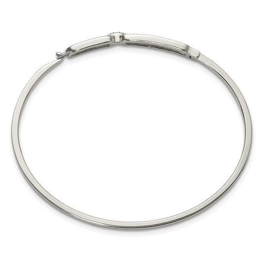 Chisel Stainless Steel Polished with Crystals 6.5 inch Hinged Bangle SRB3150