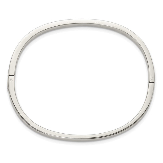 Chisel Stainless Steel Polished with Crystals 4mm 7 inch Hinged Bangle SRB3153