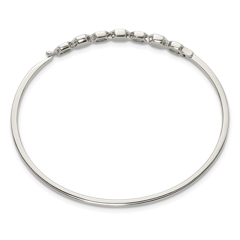 Chisel Stainless Steel Polished with Crystals Hexagons 6.5 inch Hinged Bangle SRB3154