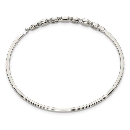 Chisel Stainless Steel Polished with Crystals Hexagons 6.5 inch Hinged Bangle SRB3154