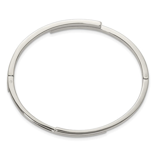 Chisel Stainless Steel Polished with Crystals 6.75 inch Hinged Bangle SRB3155