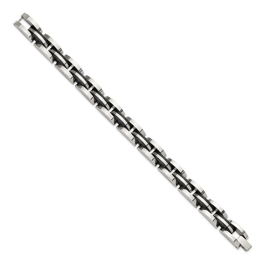 Chisel Stainless Steel Polished Black IP-plated 8.5 inch Bracelet SRB3156-8.5