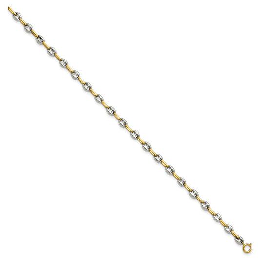 Chisel Stainless Steel Polished with 14K Gold Accent 7.5 inch Mariner Link Bracelet SRB3190-7.5