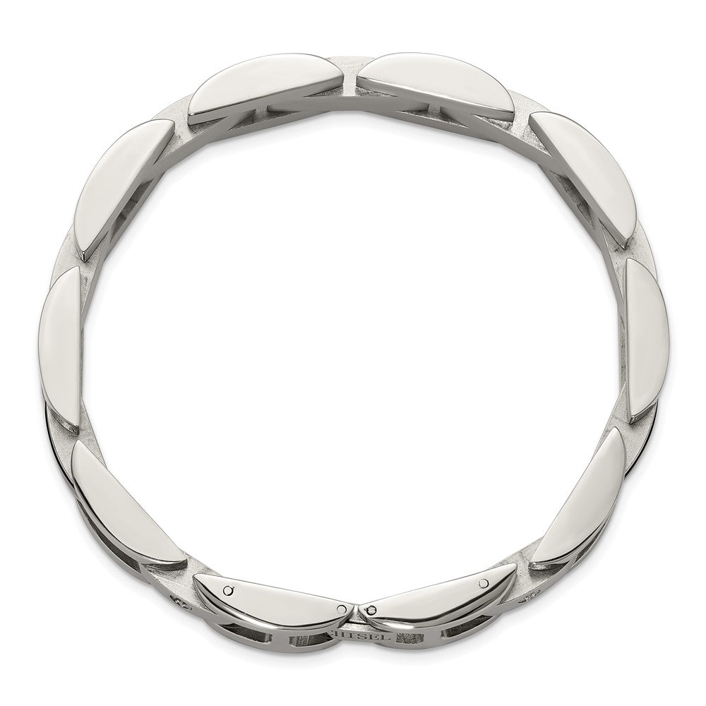 Chisel Stainless Steel Polished with .03ct Diamond and Onyx 8.25 inch Link Bracelet SRB3193-8.25