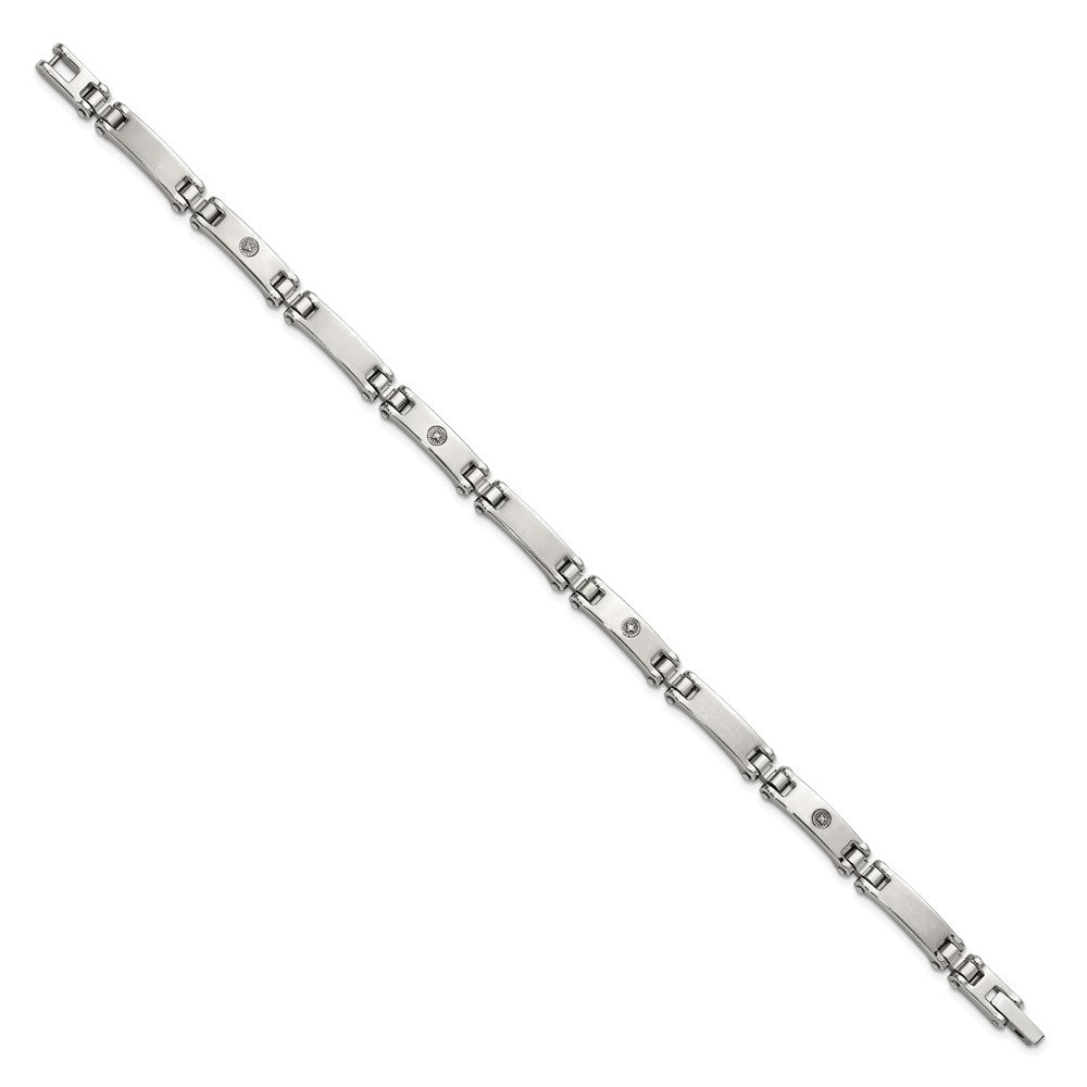 Chisel Stainless Steel Brushed and Polished with 14K White Gold Accent and .02ct Diamond 8.5 inch Bracelet SRB3194-8.5