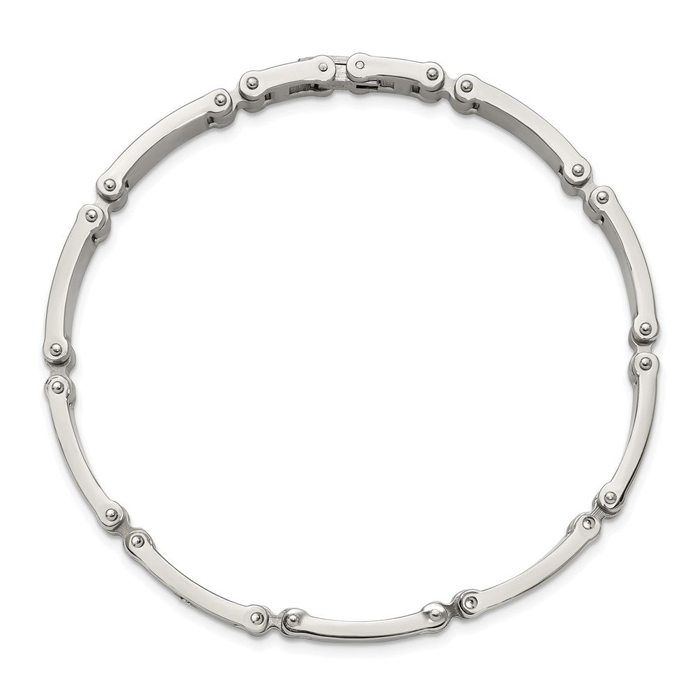 Chisel Stainless Steel Brushed and Polished with 14K White Gold Accent and .02ct Diamond 8.5 inch Bracelet SRB3194-8.5