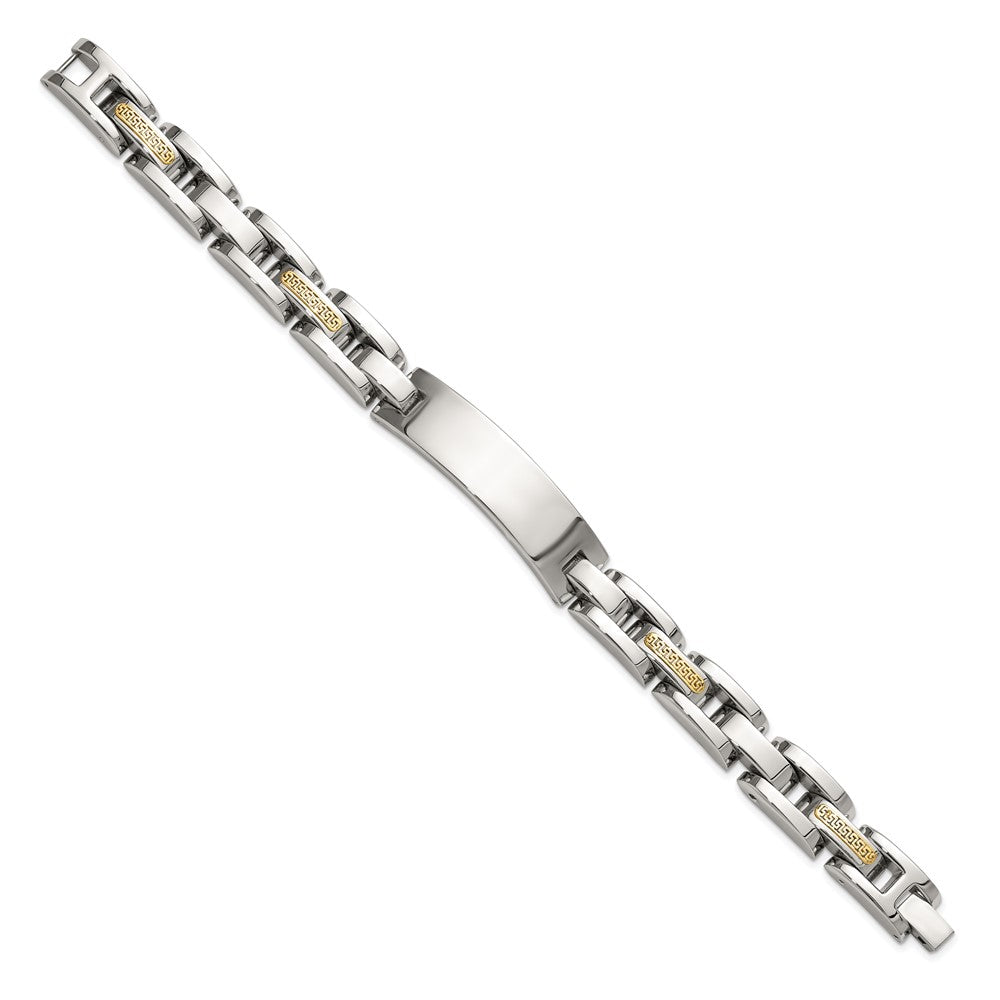 Chisel Stainless Steel Polished with 14K Gold Accent 8.5 inch ID Link Bracelet SRB3197-8.5