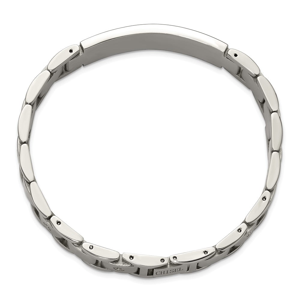 Chisel Stainless Steel Brushed and Polished with 14K White Gold Accent and 1/20ct. Diamond 8.5 inch Bracelet SRB3199-8.5