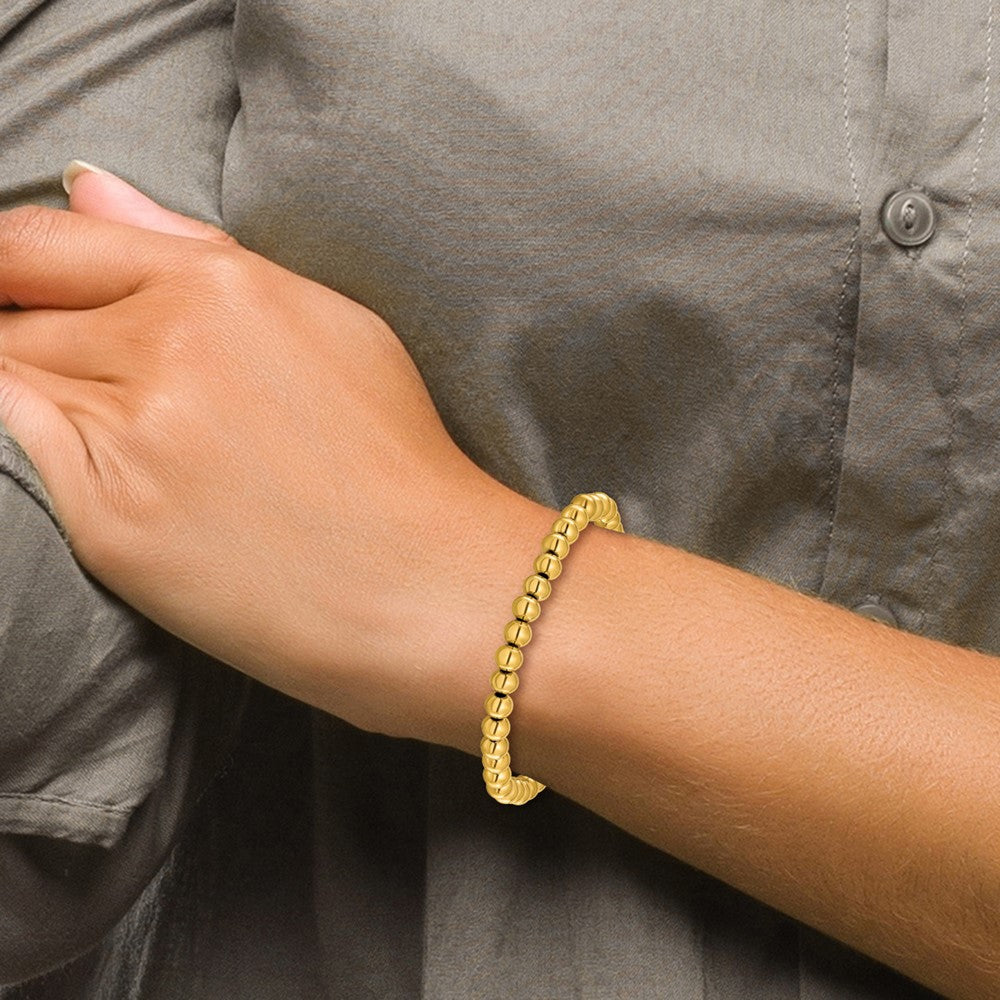 Chisel Stainless Steel Polished Yellow IP-plated 6mm Beaded 7.75 inch Stretch Bracelet SRB3206