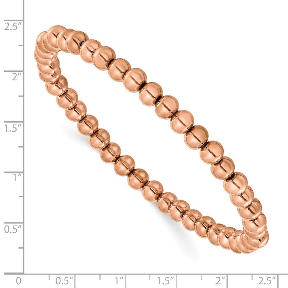 Chisel Stainless Steel Polished Rose IP-plated 6mm Beaded 8.25 inch Stretch Bracelet SRB3209