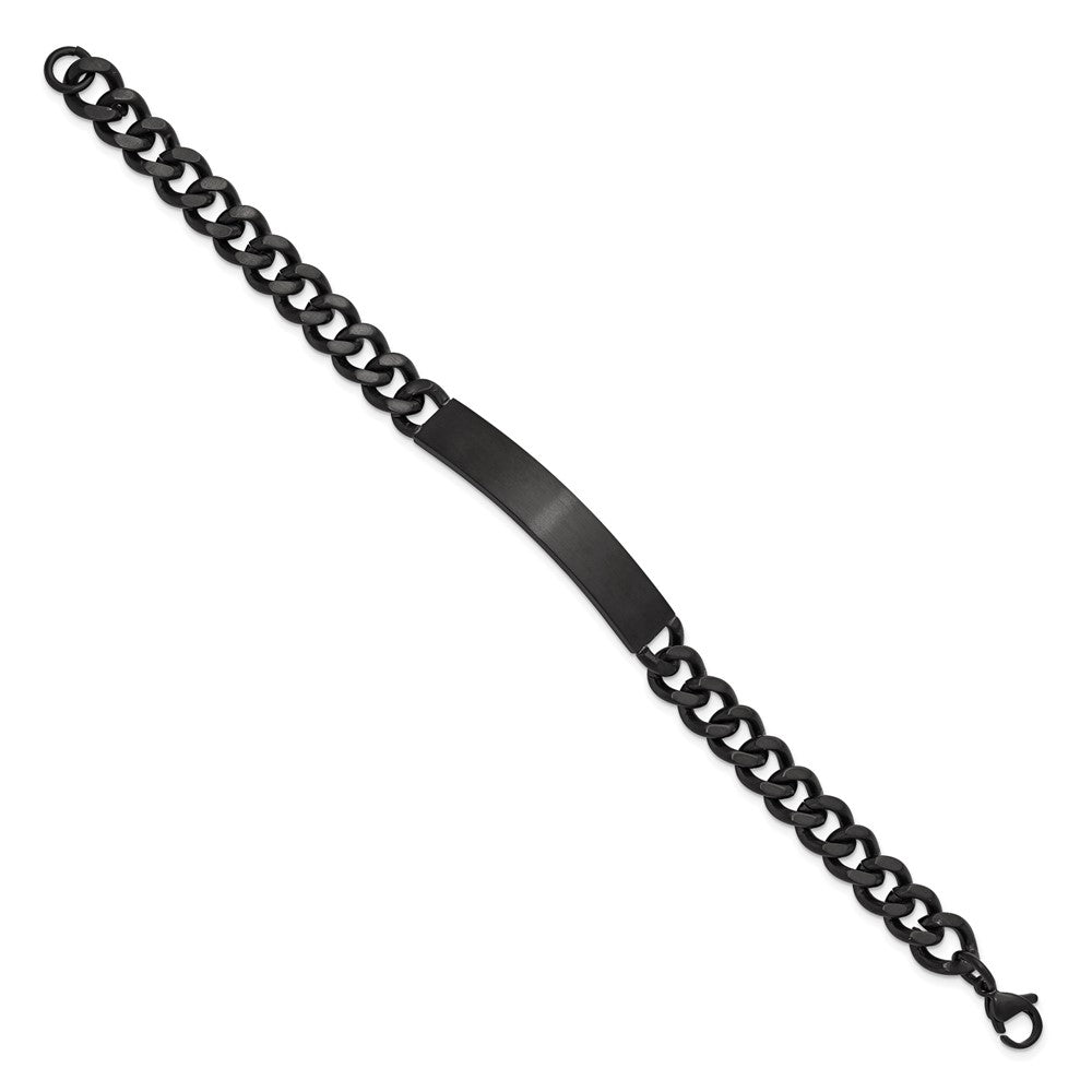 Chisel Stainless Steel Brushed and Polished Black IP-plated Curb Link 8 inch ID Bracelet SRB3228-8