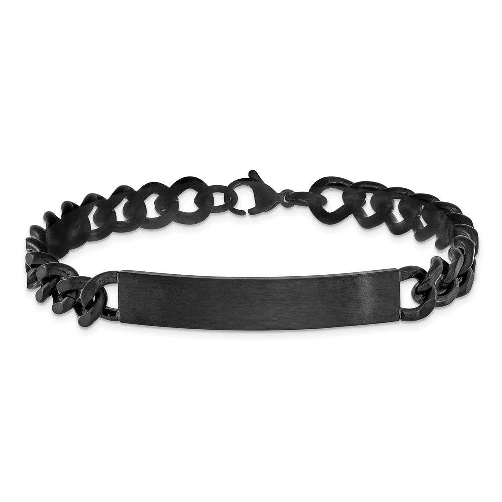 Chisel Stainless Steel Brushed and Polished Black IP-plated Curb Link 8 inch ID Bracelet SRB3228-8