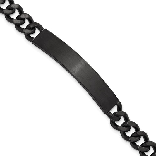 Chisel Stainless Steel Brushed and Polished Black IP-plated Curb Link 8 inch ID Bracelet SRB3228-8