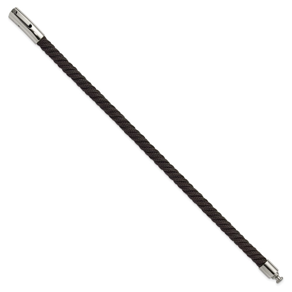 Chisel Stainless Steel Polished Black Nylon Cord 8 inch Bracelet SRB3236-8