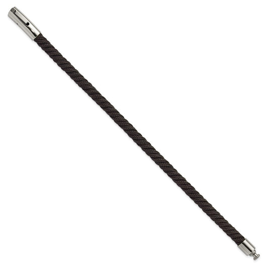 Chisel Stainless Steel Polished Black Nylon Cord 8 inch Bracelet SRB3236-8