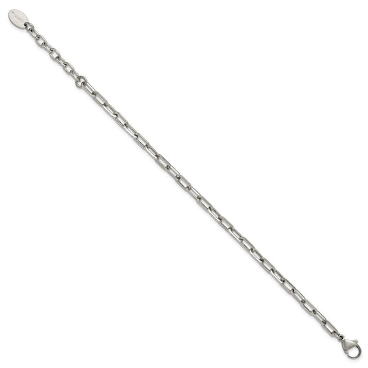 Chisel Stainless Steel Polished 6.5 inch Plus a 1.5 inch Extension Paperclip Chain Link Bracelet SRB3247-6.5