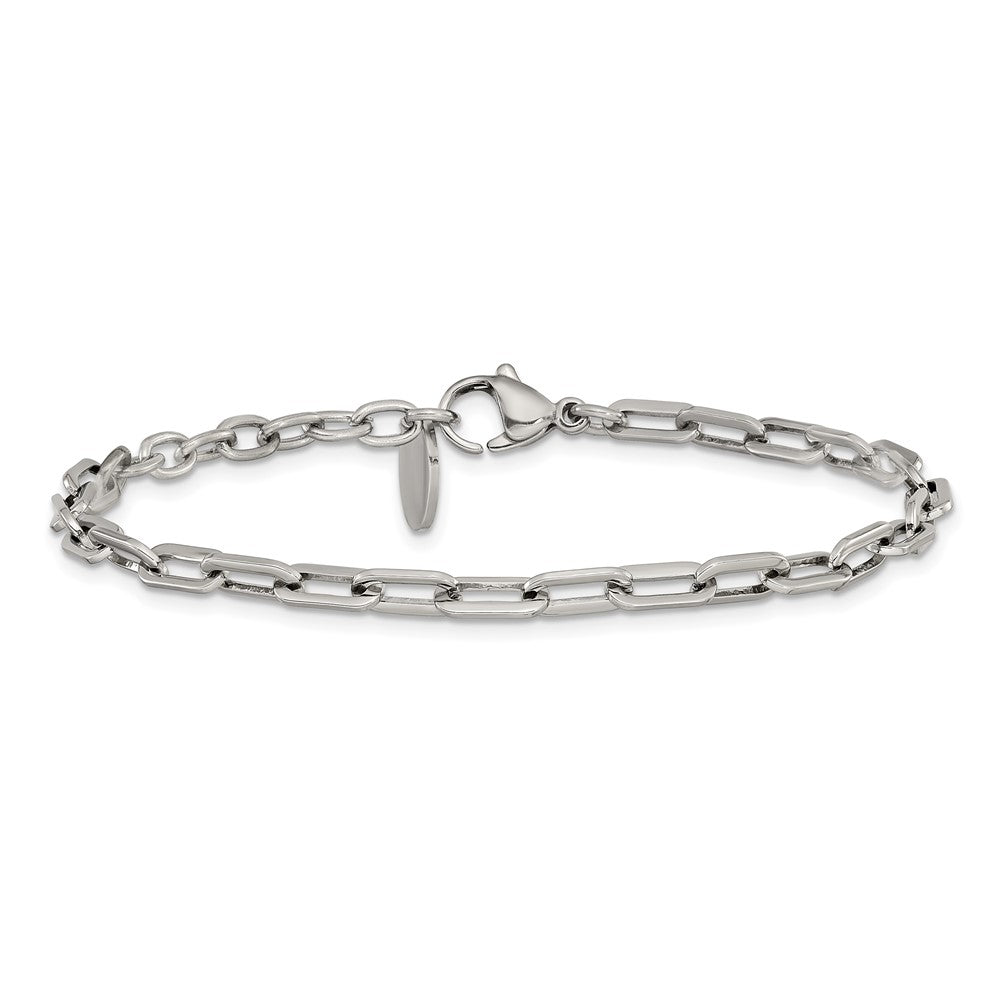 Chisel Stainless Steel Polished 6.5 inch Plus a 1.5 inch Extension Paperclip Chain Link Bracelet SRB3247-6.5