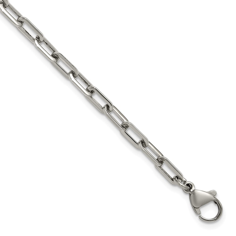Chisel Stainless Steel Polished 6.5 inch Plus a 1.5 inch Extension Paperclip Chain Link Bracelet SRB3247-6.5