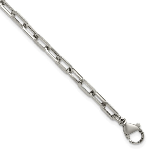 Chisel Stainless Steel Polished 6.5 inch Plus a 1.5 inch Extension Paperclip Chain Link Bracelet SRB3247-6.5