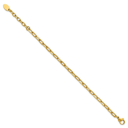 Chisel Stainless Steel Polished Yellow IP-plated 6.5 inch Plus a 1.5 inch Extension Paperclip Chain Link Bracelet SRB3248-6.5