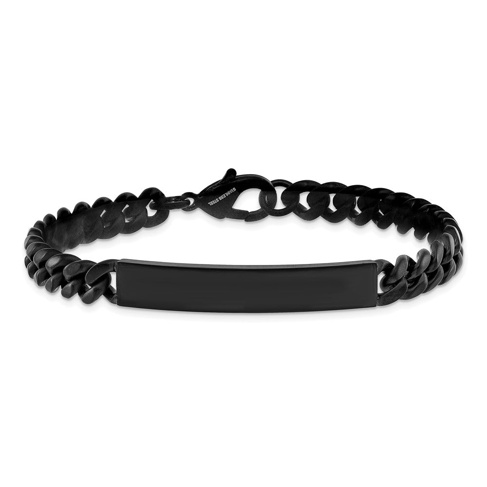 Chisel Stainless Steel Brushed Black IP-plated Curb Link 8mm 8.5 inch ID Bracelet SRB3287-8.5