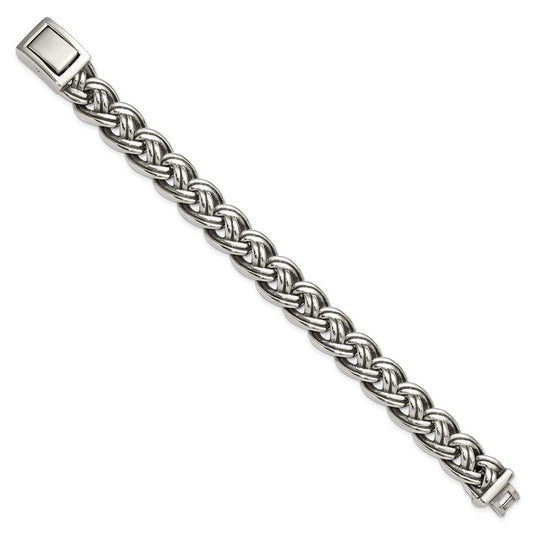 Chisel Stainless Steel Antiqued and Polished 8.5 inch Curb Link Bracelet SRB3296-8.5