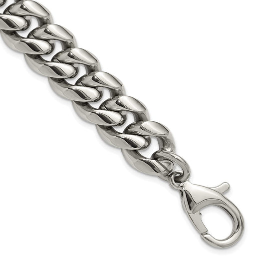 Chisel Stainless Steel Polished 14mm 8.5 inch Curb Link Bracelet SRB3305-8.5